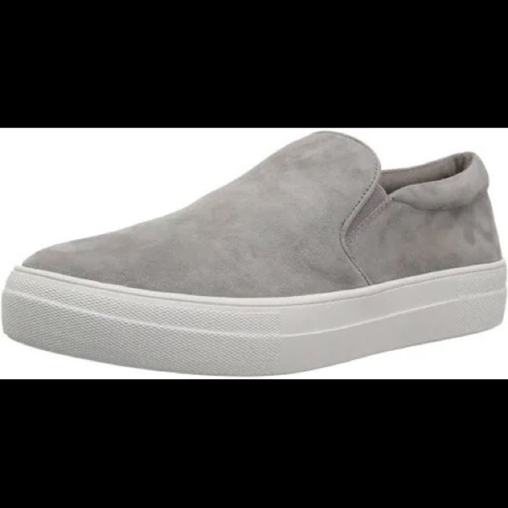 STEVE MADDEN-GILLS-Gray Suede Leather Slip On Wedge Sneakers-Size 7